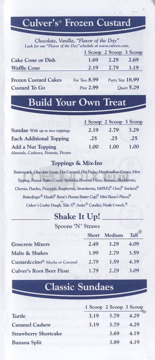 Culver's - Brownsburg, IN menu_pic