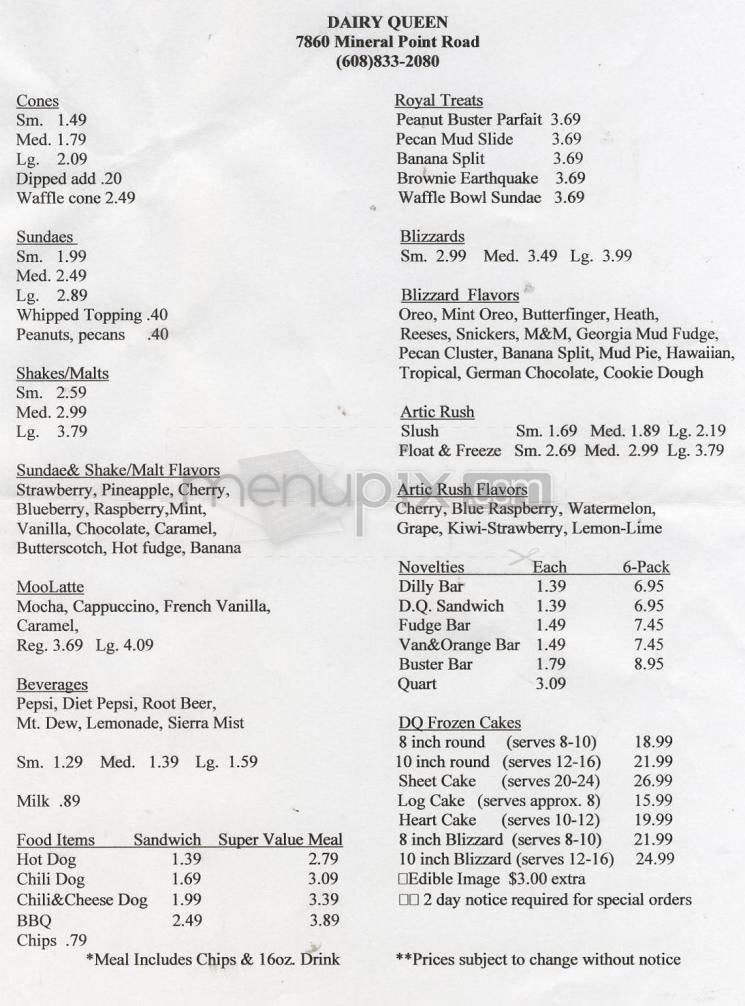 Dairy Queen - Madison, WI menu_pic