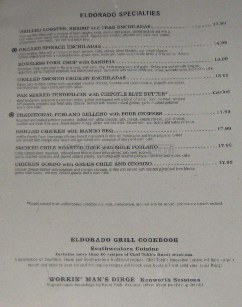 Eldorado Grill - Madison, WI menu_pic