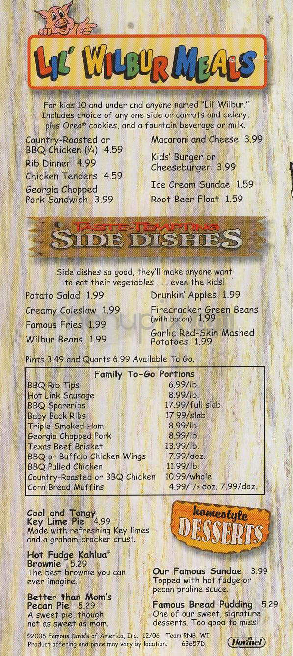 /373462/Famous-Daves-Menu-Gilbert-AZ - Gilbert, AZ