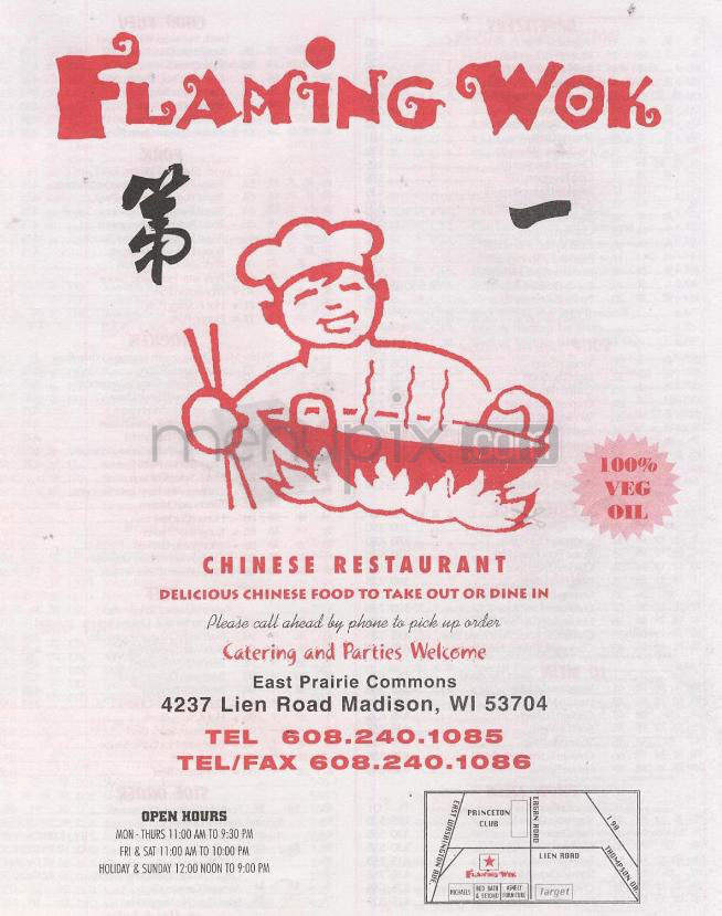Flaming Wok - Madison, WI menu_pic