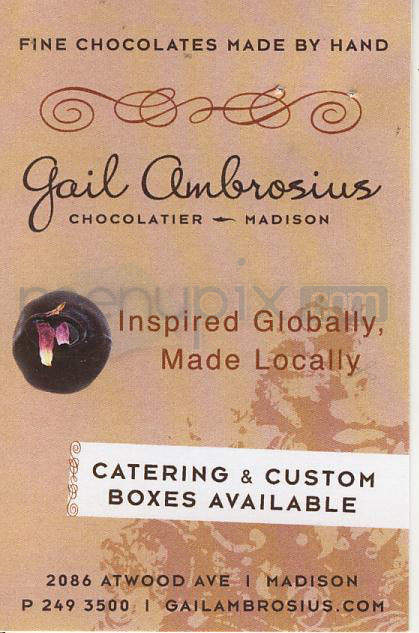 Gail Ambrosius Chocolatier - Madison, WI menu_pic