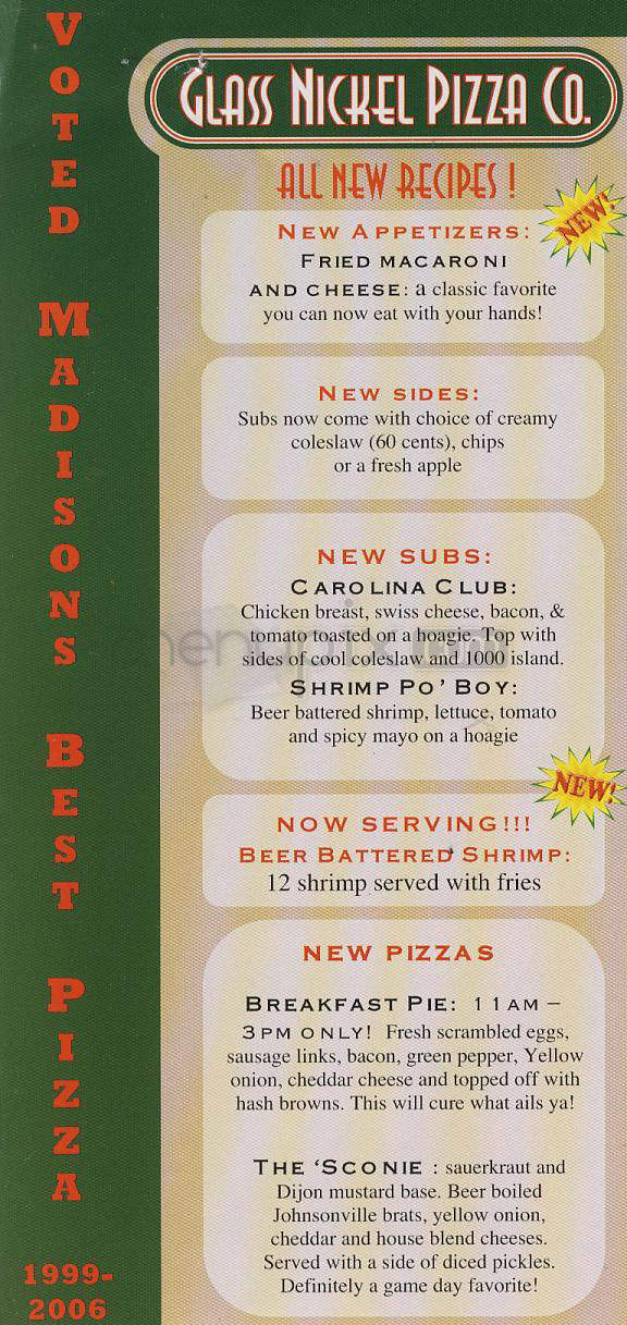 Glass Nickel Pizza Company - Madison, WI menu_pic