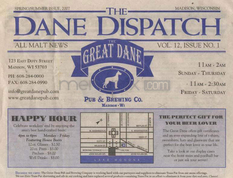Great Dane Pub & Brewing Co - Madison, WI menu_pic