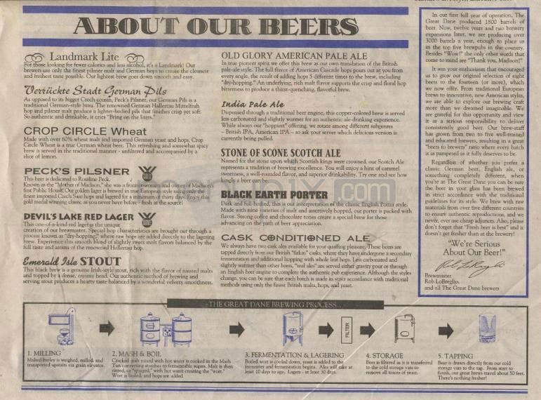 Great Dane Pub & Brewing Co - Madison, WI menu_pic