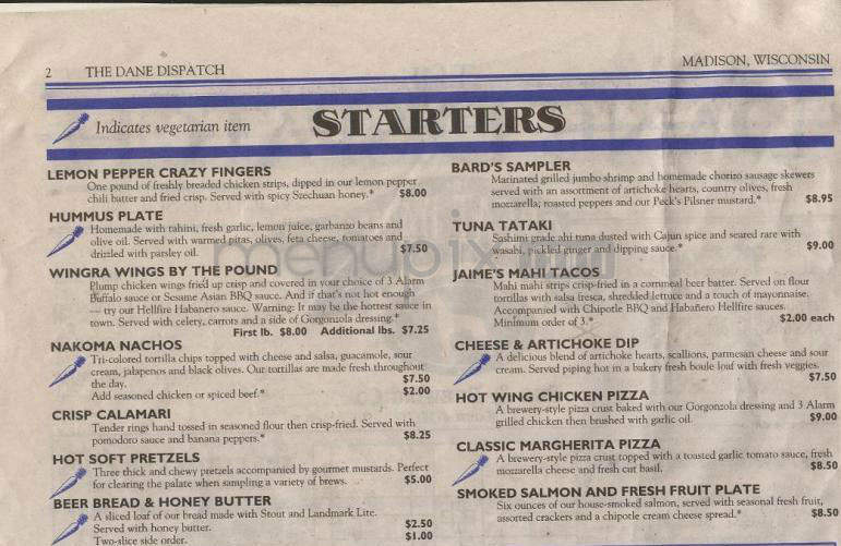 Great Dane Pub & Brewing Co - Madison, WI menu_pic