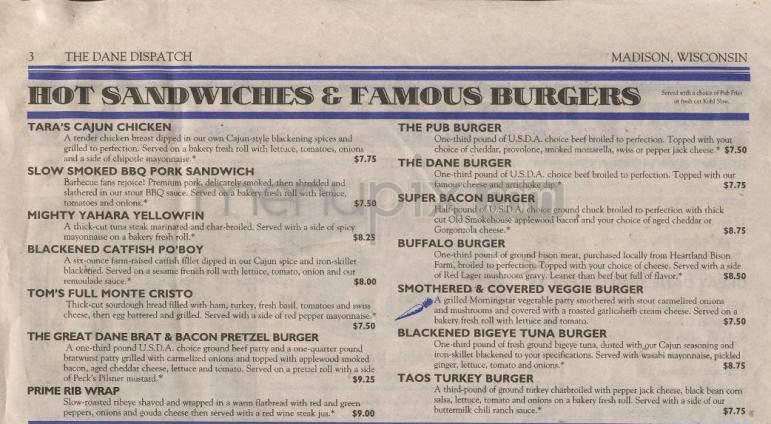 Great Dane Pub & Brewing Co - Madison, WI menu_pic