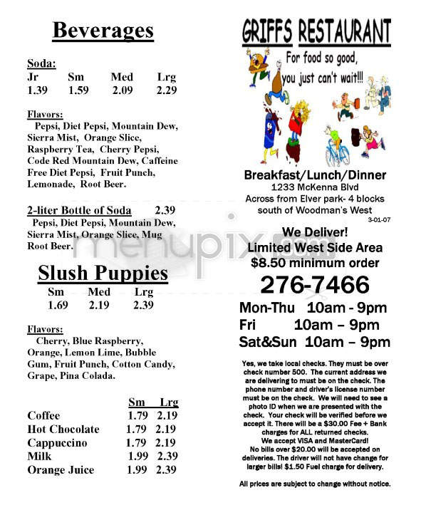 Griff's Restaurant & Frozen Custard - Madison, WI menu_pic
