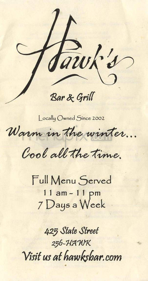 Hawk's Bar & Grill - Madison, WI menu_pic