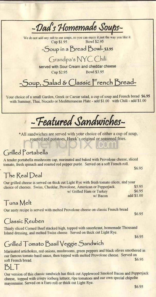 Hawk's Bar & Grill - Madison, WI menu_pic