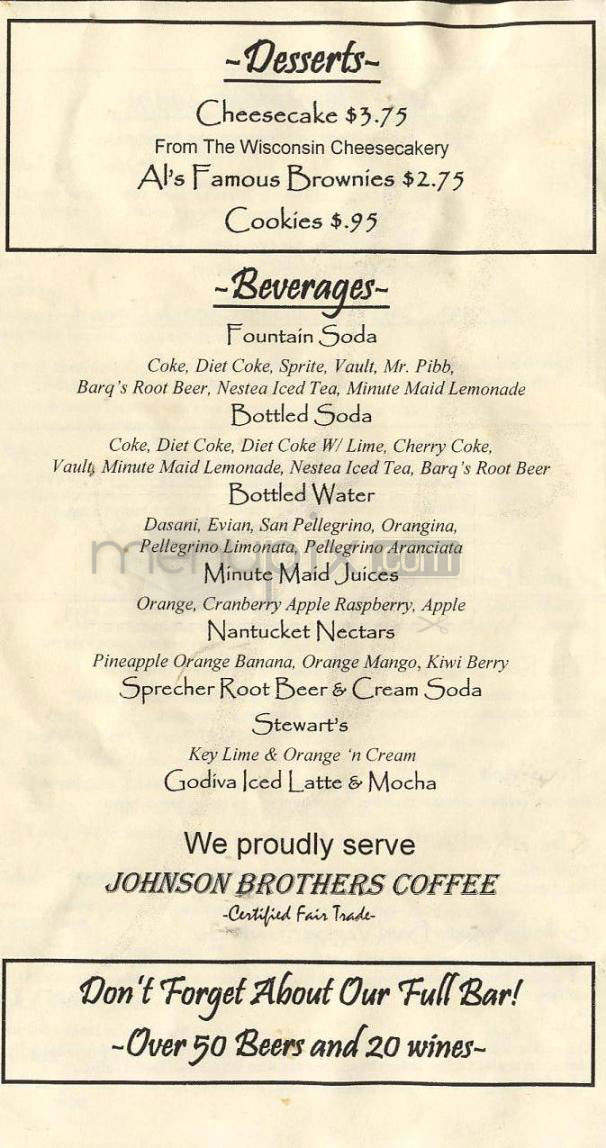 Hawk's Bar & Grill - Madison, WI menu_pic