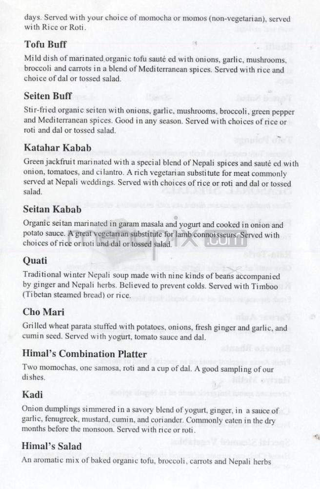 Himal Chuli - Madison, WI menu_pic