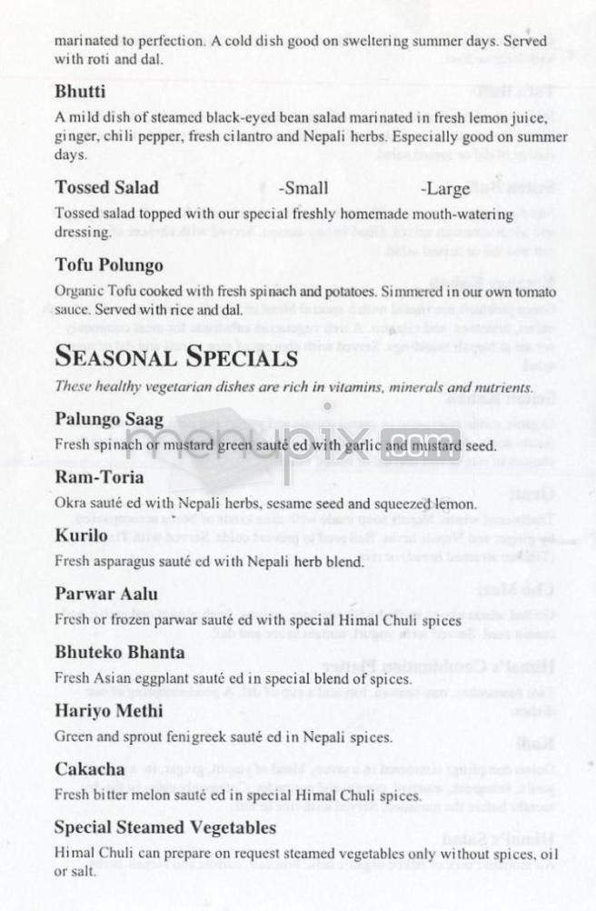 Himal Chuli - Madison, WI menu_pic