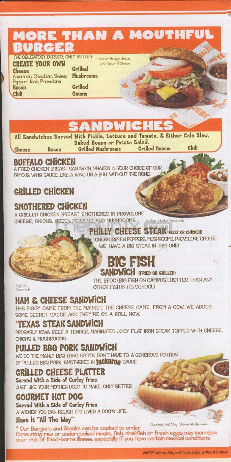 Hooters - Madison, WI menu_pic