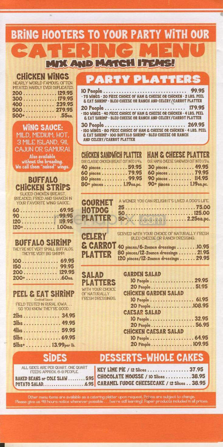 Hooters - Madison, WI menu_pic