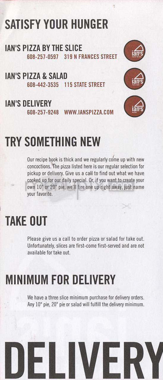Ian's Pizza by the Slice - Madison, WI menu_pic