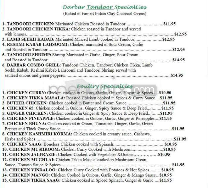 India Darbar Restaurant - Madison, WI menu_pic