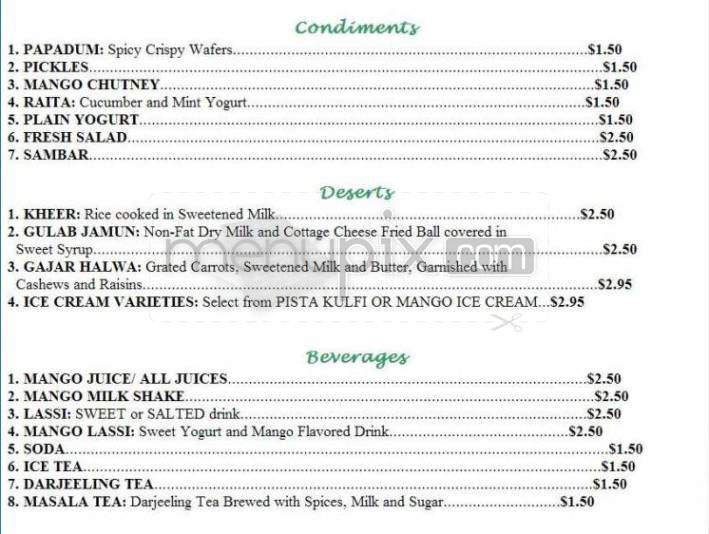 India Darbar Restaurant - Madison, WI menu_pic