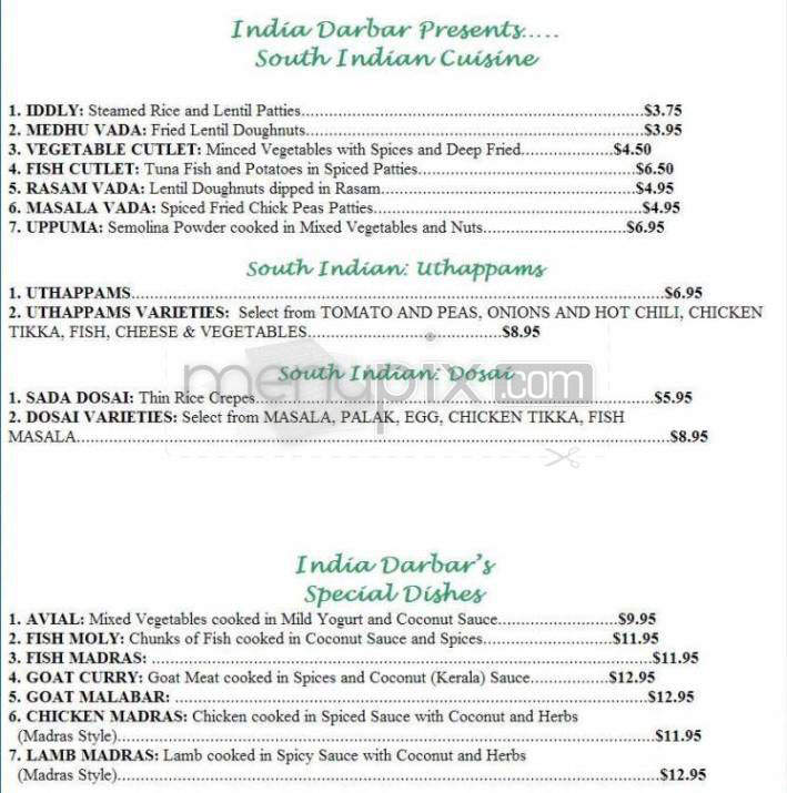 India Darbar Restaurant - Madison, WI menu_pic