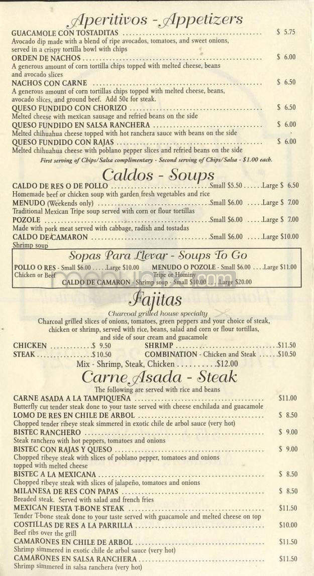 La Hacienda Restaurant - Madison, WI menu_pic