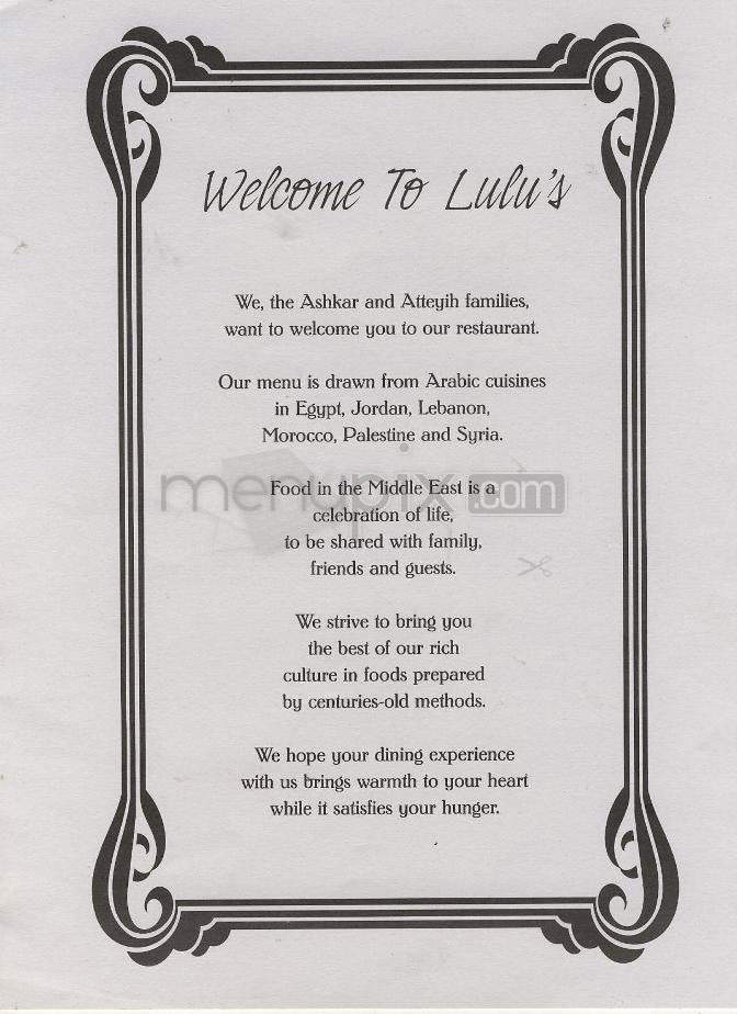 LuLu's Deli & Restaurant - Madison, WI menu_pic