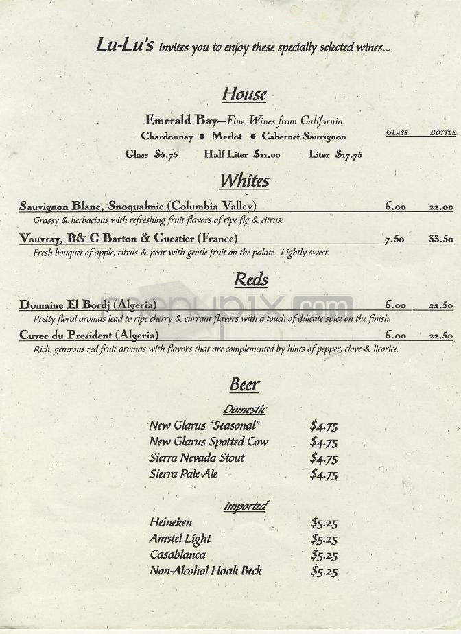 LuLu's Deli & Restaurant - Madison, WI menu_pic