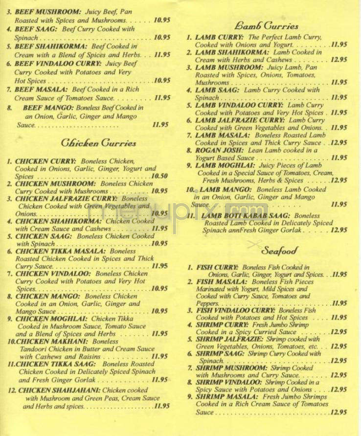 Maharaja Restaurant - Madison, WI menu_pic