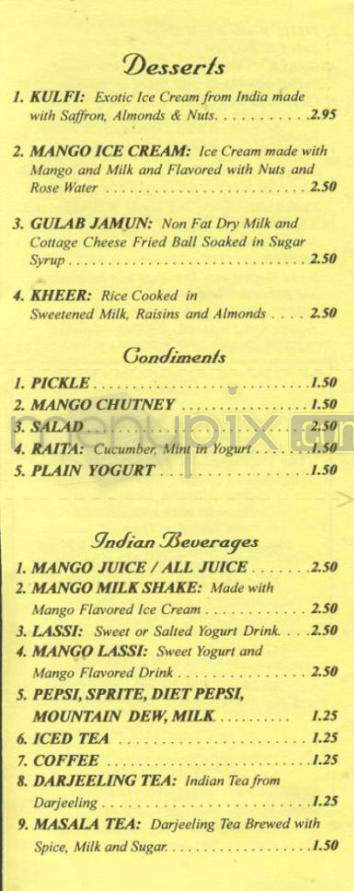 Maharaja Restaurant - Madison, WI menu_pic