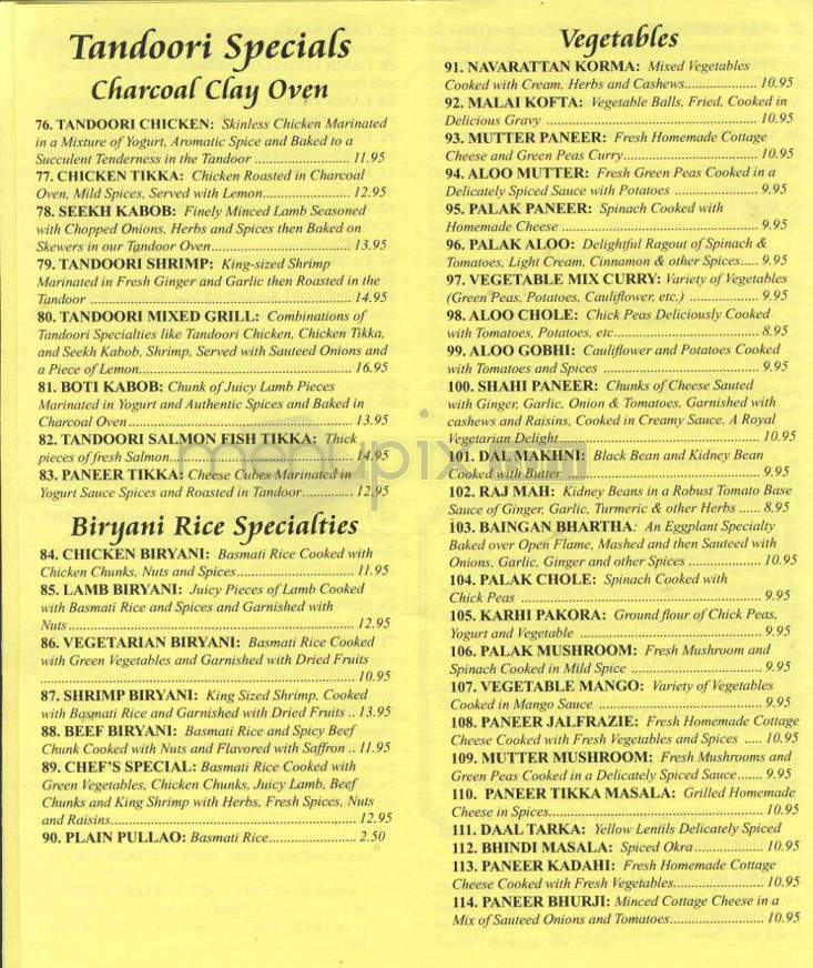 Maharani Restaurant - Madison, WI menu_pic