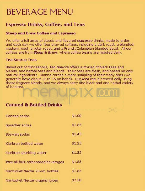 Manna Cafe & Bakery - Madison, WI menu_pic