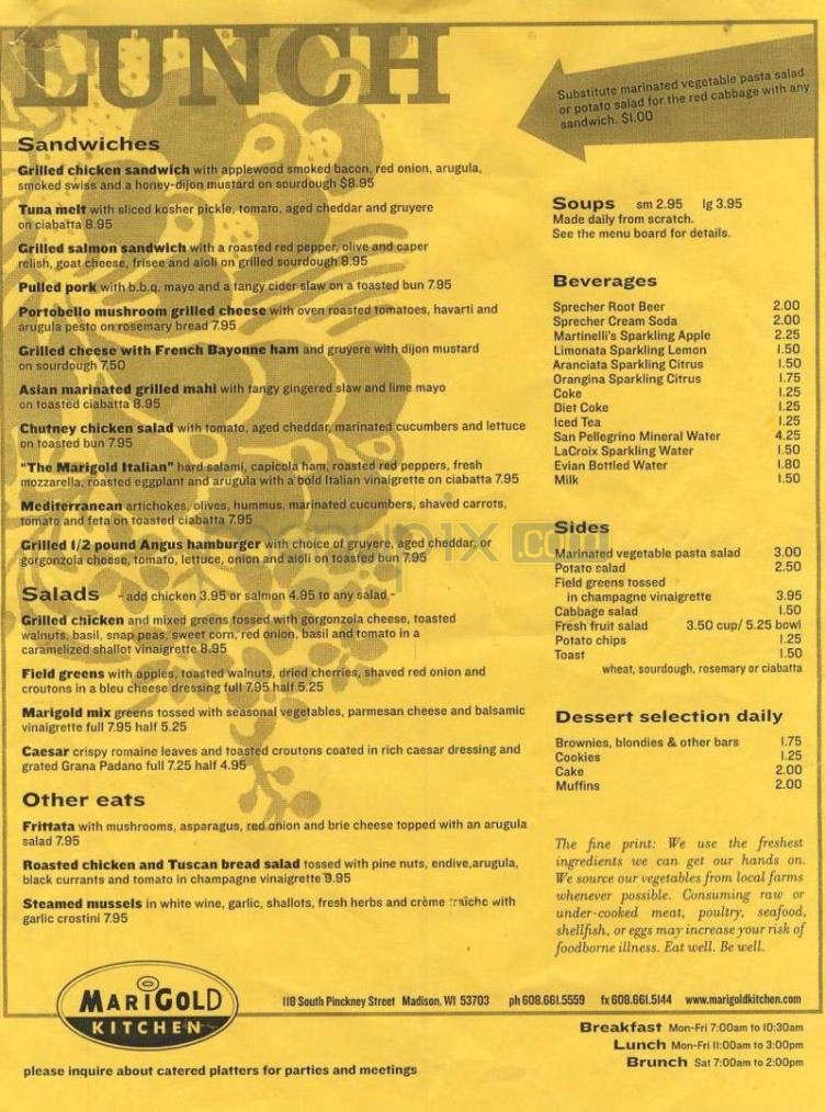 Marigold Kitchen - Madison, WI menu_pic