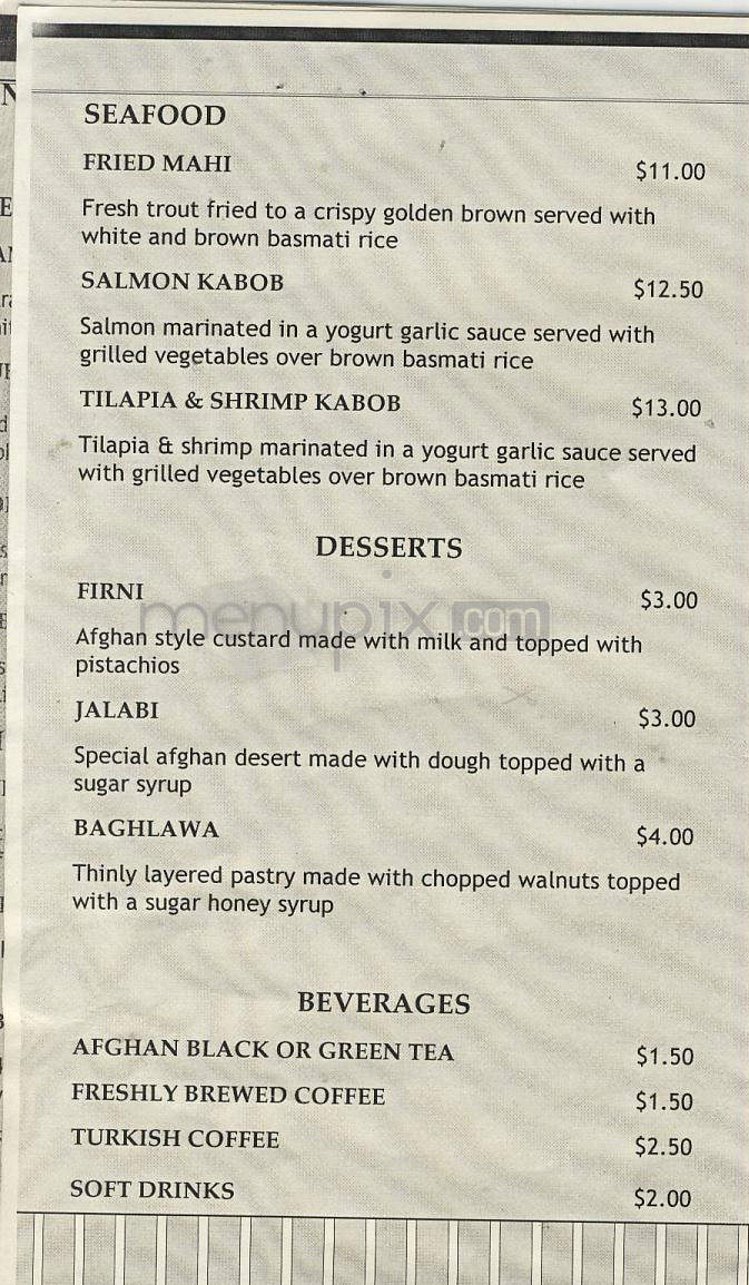Maza - Madison, WI menu_pic