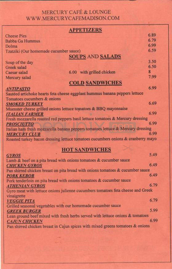 Mercury Cafe - Madison, WI menu_pic