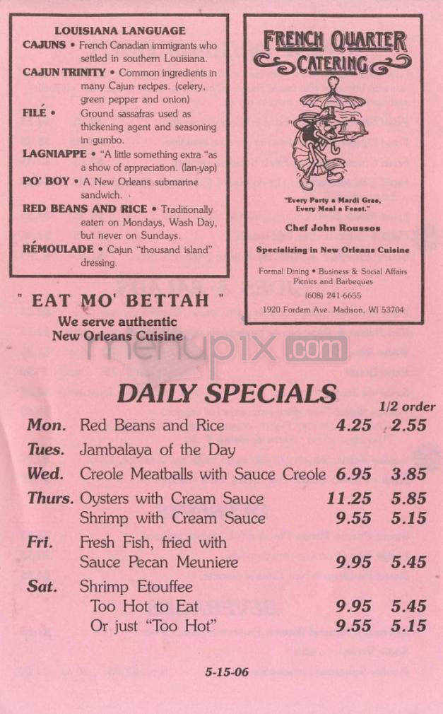 New Orleans Take Out - Madison, WI menu_pic
