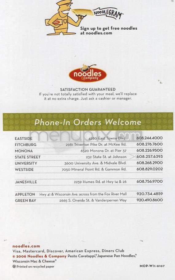 Noodles & Co - Madison, WI menu_pic