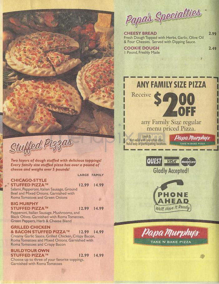 Papa Murphy's Take 'n' Bake - Fitchburg, WI menu_pic