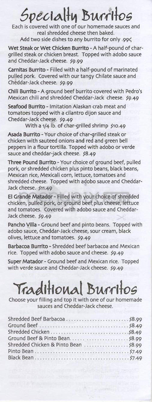 Pedro's Mexican Restaurante - Madison, WI menu_pic