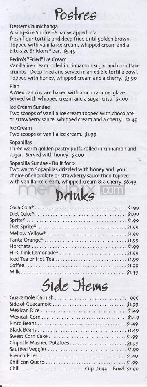Pedro's Mexican Restaurante - Madison, WI menu_pic