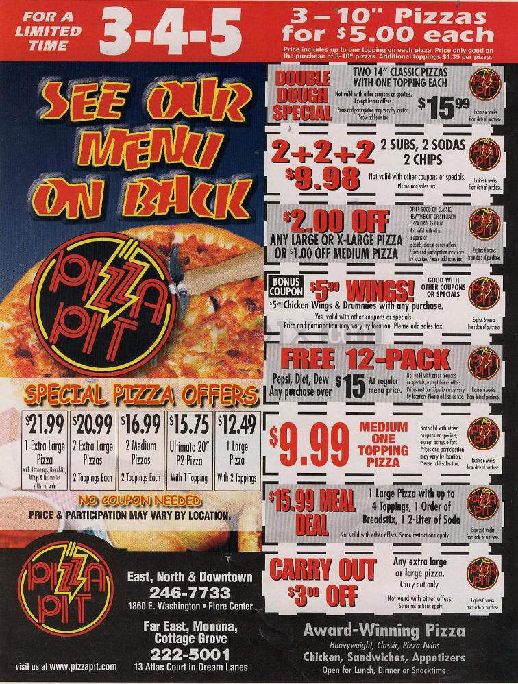 Pizza Pit - Madison, WI menu_pic