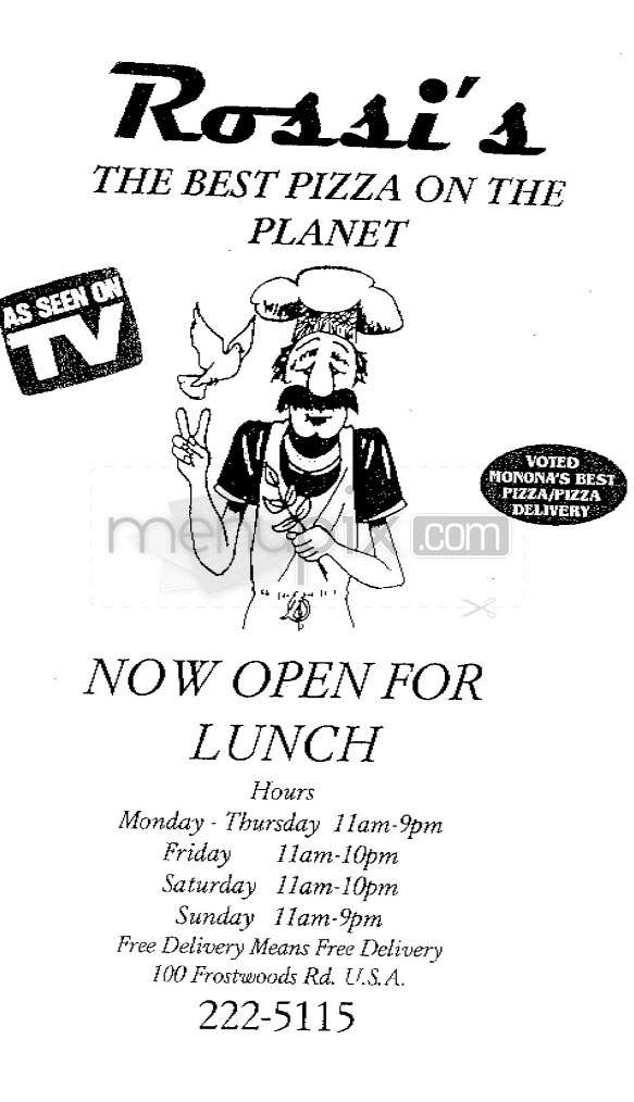 Rossi's Pizza & Vintage Arcade - Monona, WI menu_pic