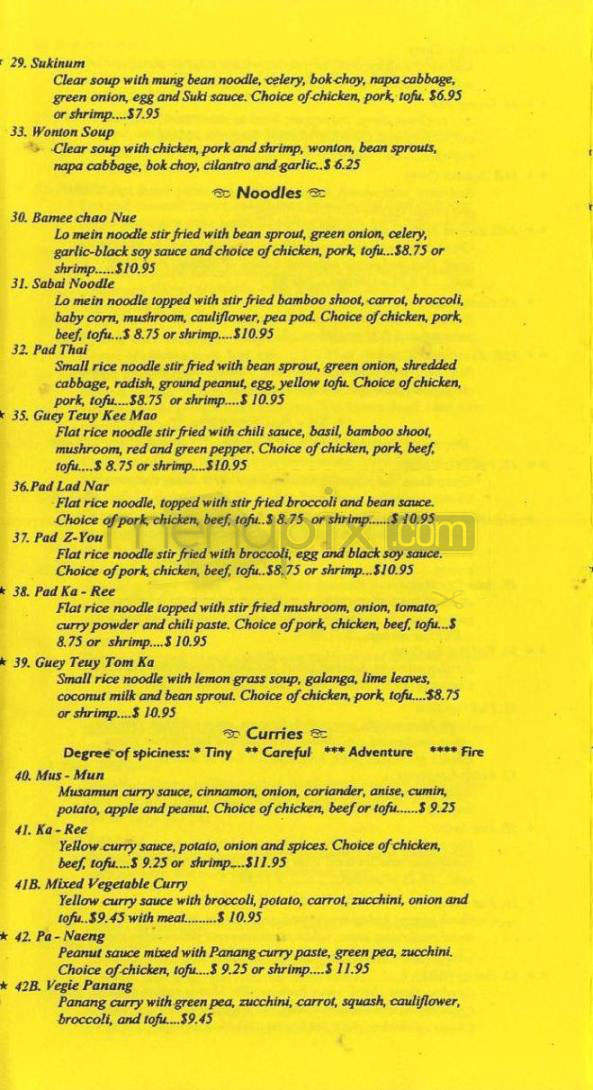 Sa-Bai Thong - Madison, WI menu_pic
