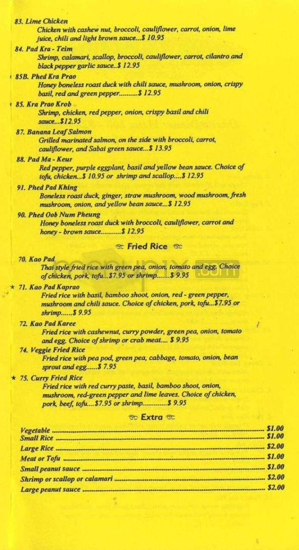 Sa-Bai Thong - Madison, WI menu_pic