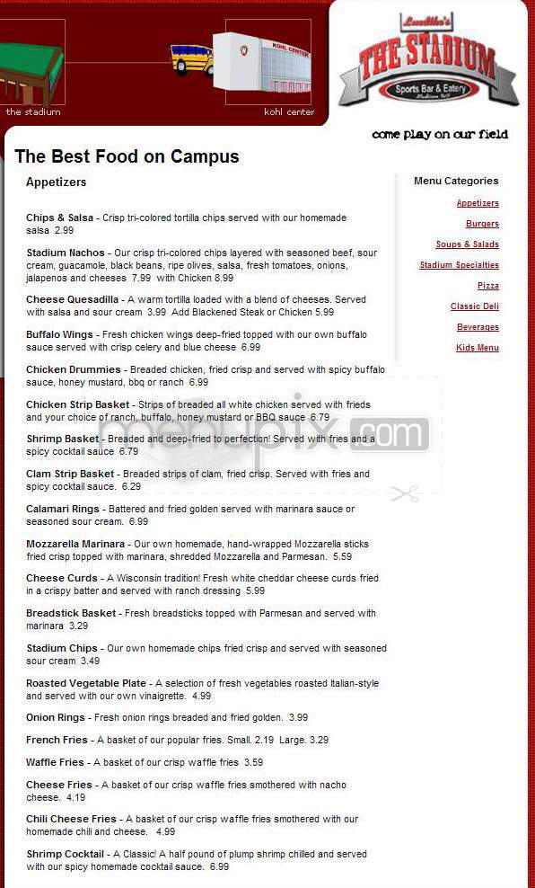 Stadium Sports Bar & Eatery - Madison, WI menu_pic