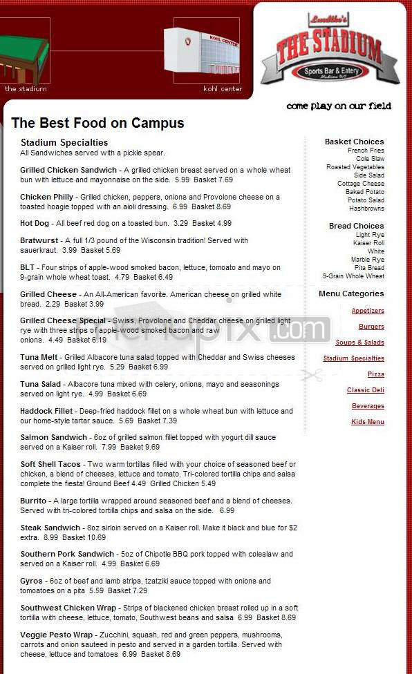Stadium Sports Bar & Eatery - Madison, WI menu_pic