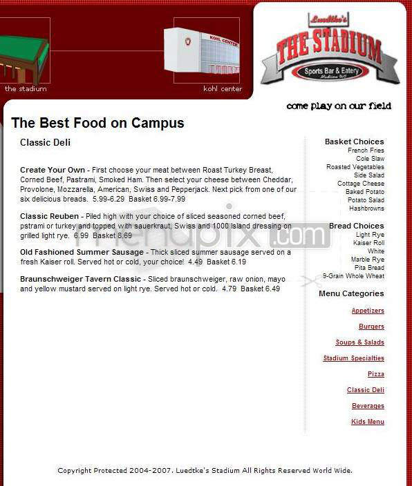 Stadium Sports Bar & Eatery - Madison, WI menu_pic