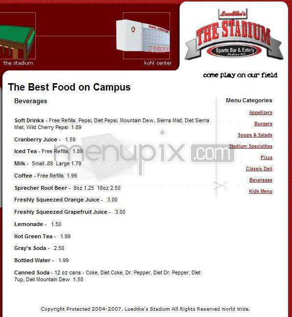 Stadium Sports Bar & Eatery - Madison, WI menu_pic