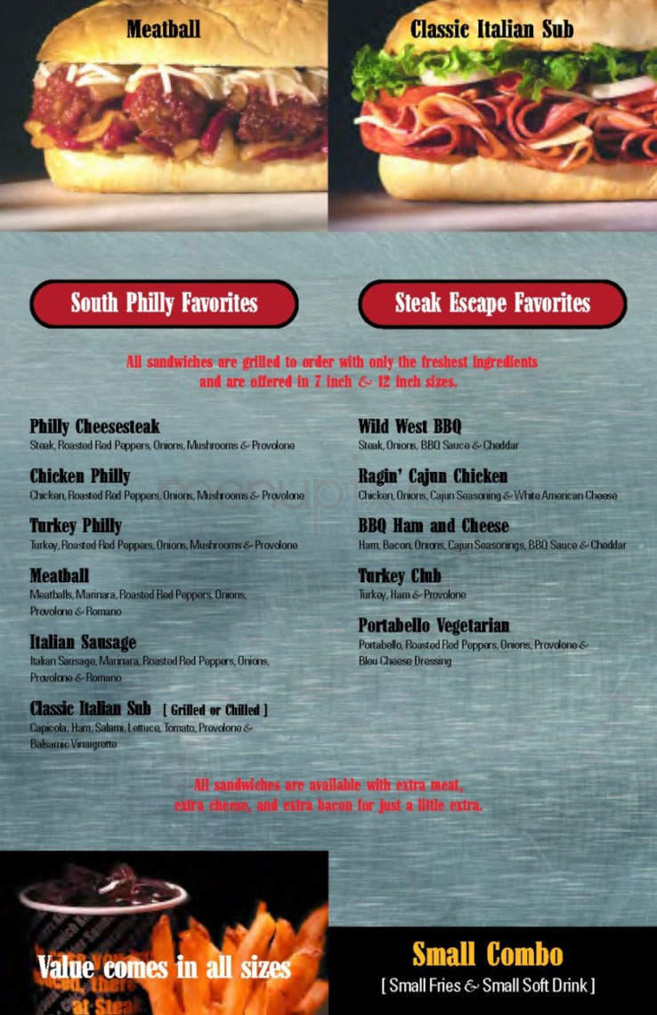 Steak Escape - Madison, WI menu_pic