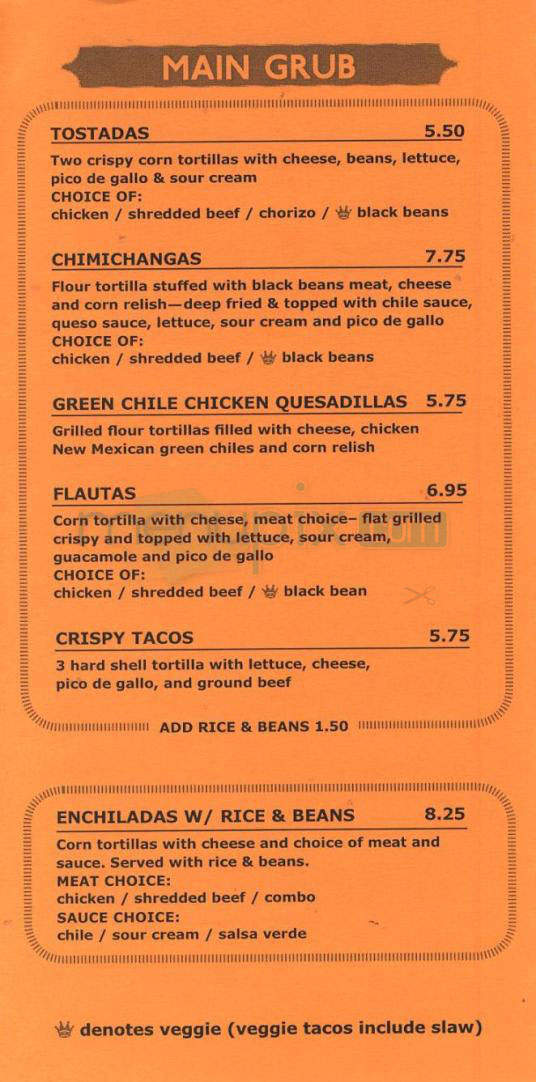 Tex Tubb's Taco Palace - Madison, WI menu_pic