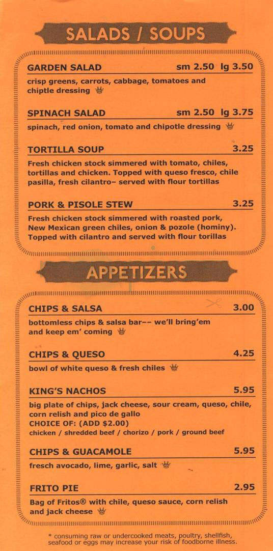 Tex Tubb's Taco Palace - Madison, WI menu_pic