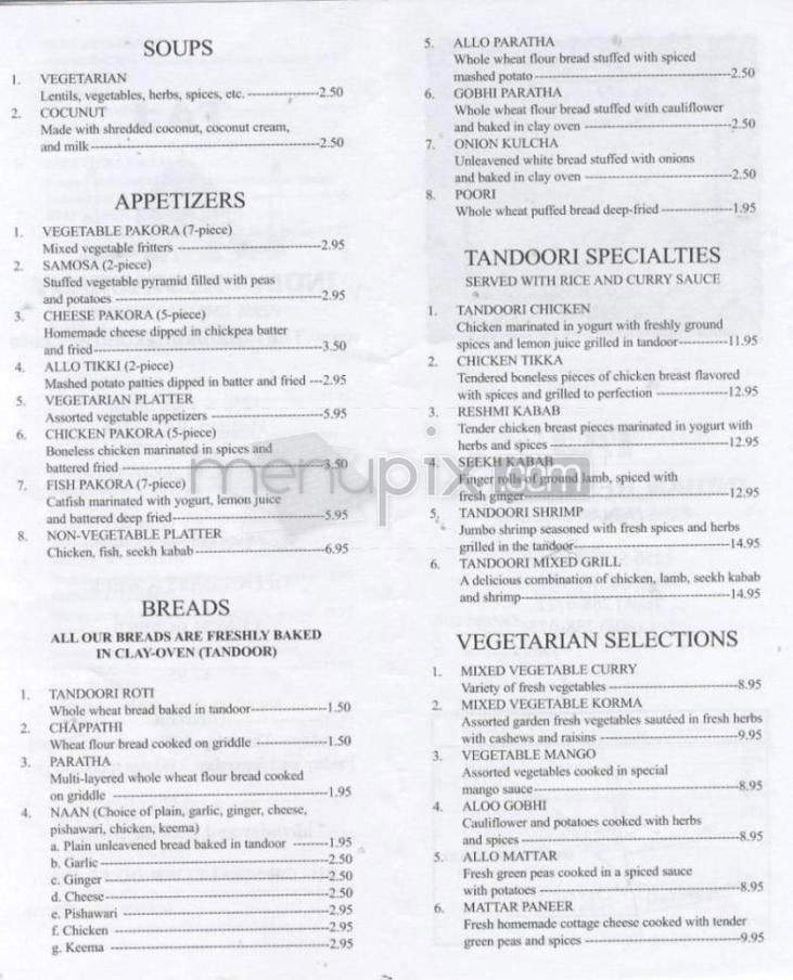 Taj Indian Restaurant - Madison, WI menu_pic